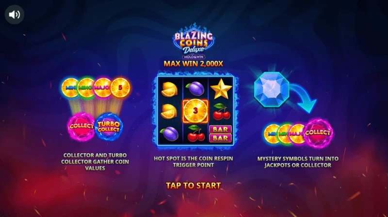 Blazing Coins Deluxe menú principal